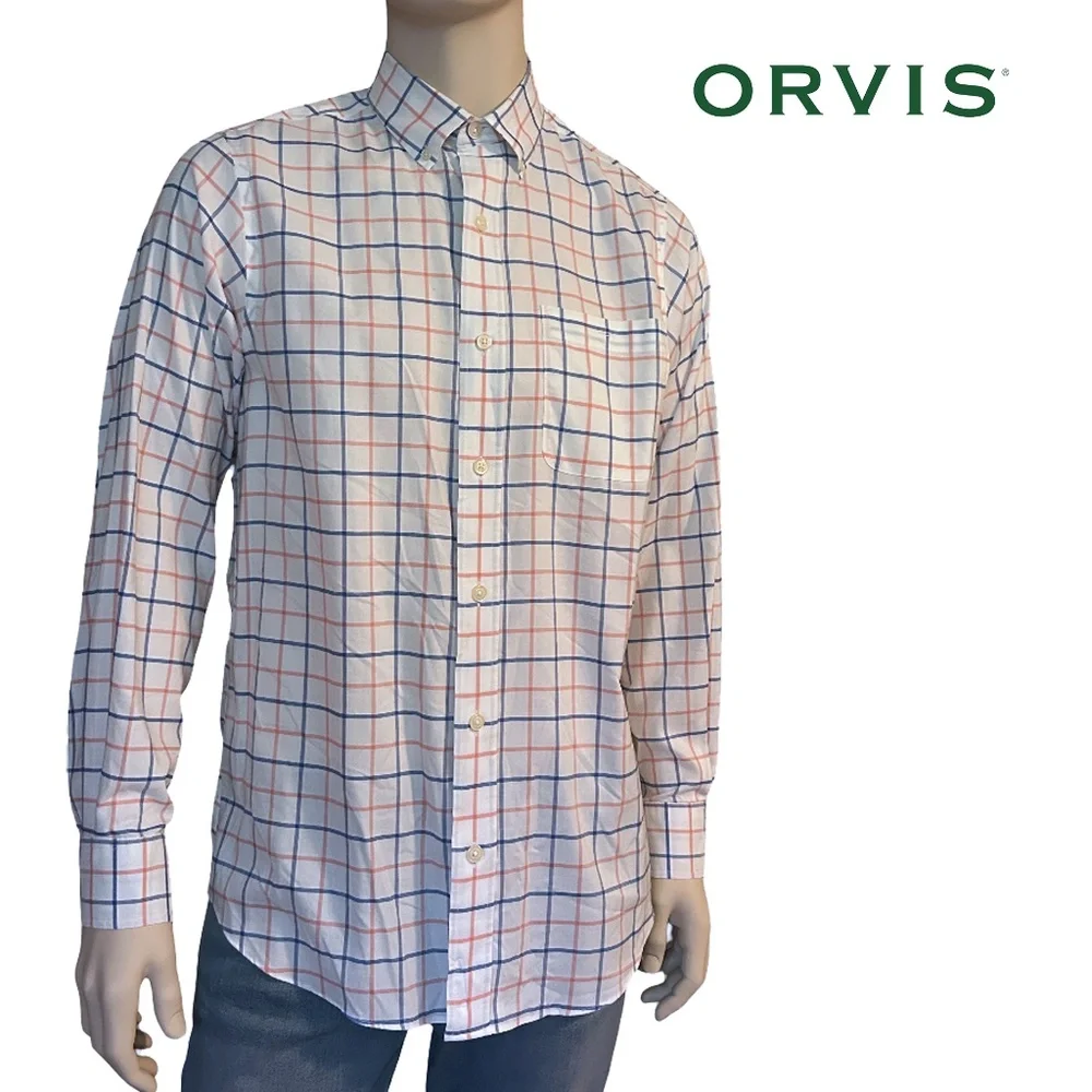 ORVIS Cotton Shirt Button Front Dress Classic Fit Window Pane Check NWOT - Picture 12 of 14